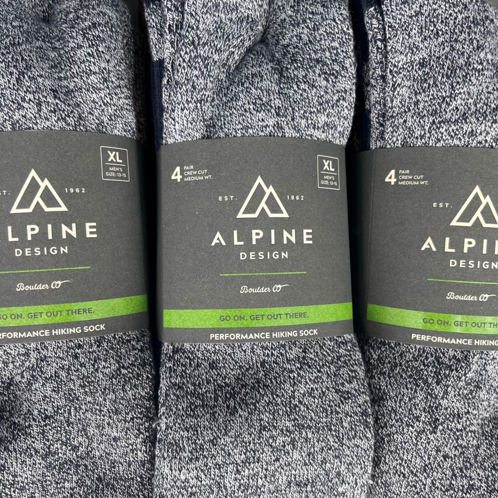 Alpine Design Men's XL Crew Hiking Socks Performance Assorted 4-Pack - Lot of 3‎ - Picture 3 of 7